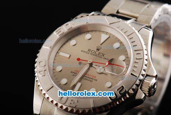 Rolex Yacht-Master Swiss ETA 2836 Automatic Movement Silver Case with Red Second Hand and White Markers - Click Image to Close